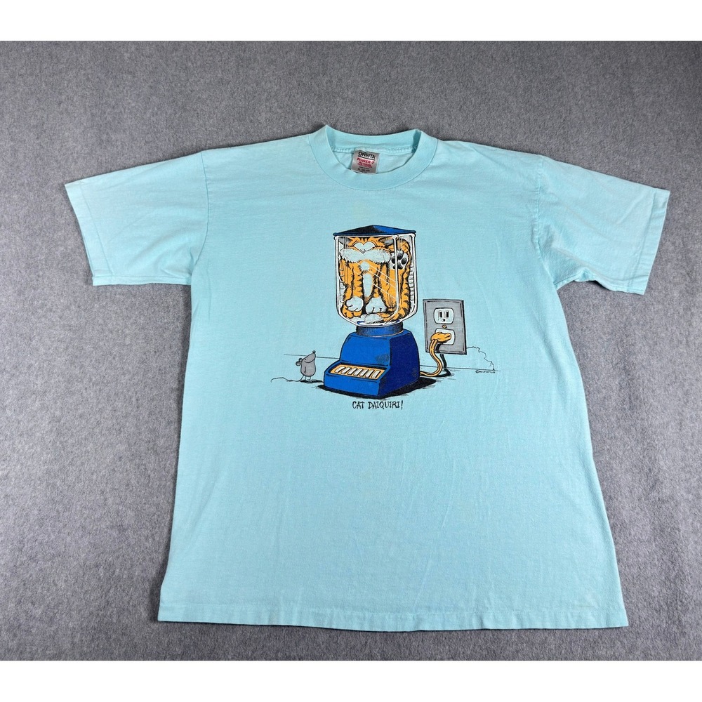 Vintage‎ 80's Cat Daiquiri Shirt in a Blender XL Single Stitch Short Sleeve Tee